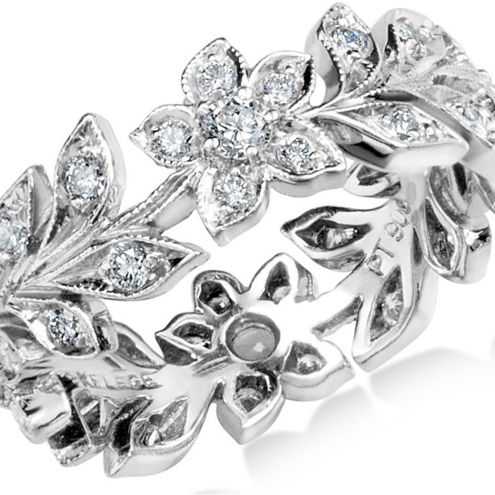 Jack Kelege Platinum and Diamond Floral Band